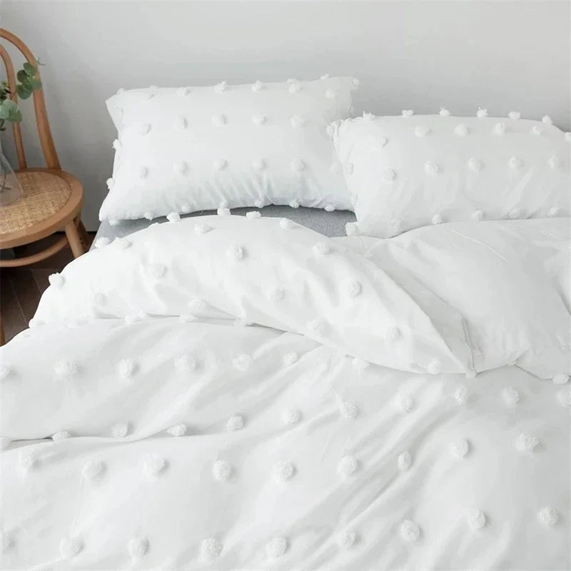 White Gray High Quality Crafts Furball Soft Polyester Fabric Bedding Set