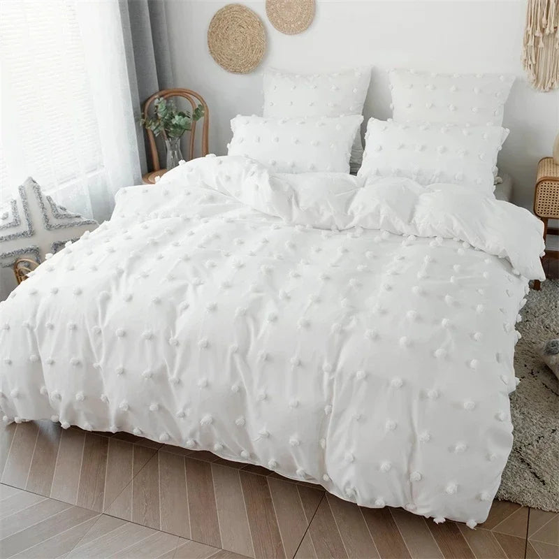 White Gray High Quality Crafts Furball Soft Polyester Fabric Bedding Set