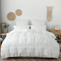 Thumbnail for White Gray High Quality Crafts Furball Soft Polyester Fabric Bedding Set