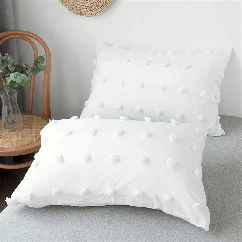 White Gray High Quality Crafts Furball Soft Polyester Fabric Bedding Set