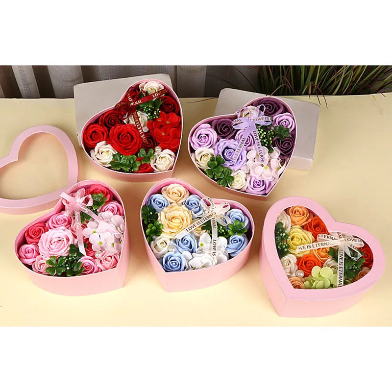 Soap Rose Flower Heart Gift Box Valentine's Day Creative Birthday Gift Artificial Flora