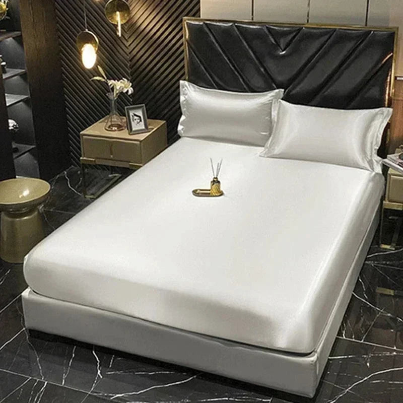 Luxury White Gold Natural Mulberry Ice Silk American Bedding Set