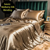 Thumbnail for Luxury White Gold Natural Mulberry Ice Silk American Bedding Set