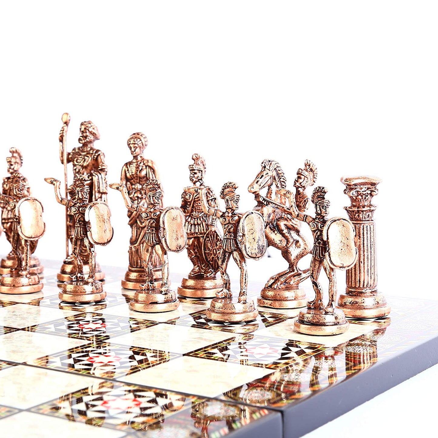 Antique Copper Rome Figures Chess Set Sculptures and Statues