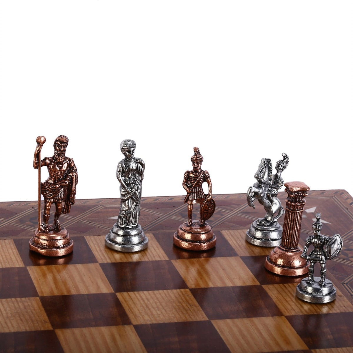 Copper Rome Figures Metal Chess Set, Handmade Pieces Sculptures and Statues