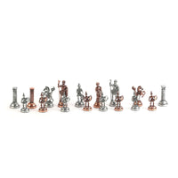 Thumbnail for Historical Antique Copper and Metal Rome Figures Chess Set, Handmade Walnut Wood Chess Board Sculptures and Statues