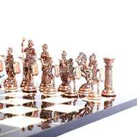 Thumbnail for Copper Rome Figures Metal Chess Set with Marble Design Wood Chess Board Sculptures and Statues