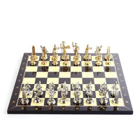 Thumbnail for Rome Figures Metal Chess Set with Walnut Patterned Wood Chess Board Sculptures and Statues
