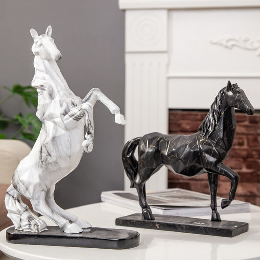Marble Furious Horse Sculptures and Statues Figurine Resin Gifts