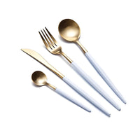 Thumbnail for Luxury White Gold European Stainless Steel Cutlery Set Dinnerware 24pcs/set