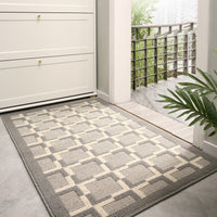 Thumbnail for Grey Cross Line Rug Modern Non-Slip Absorbent Carpet Washable