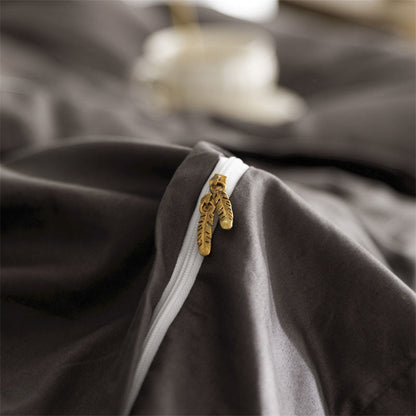 Dark Light Brown Blue Jacquard Hotel Grade Duvet Cover Set, 1000tc Egyptian Cotton Bedding Set
