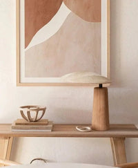 Thumbnail for Minimal Japanese Zen Art Table Lamp LED Lighting Fabric Wood House