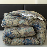 Thumbnail for Boho Paisley White Duck Down Cotton Comforter Hotel Grade Winter Warm for Bedding Set