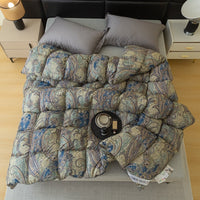 Thumbnail for Boho Paisley White Duck Down Cotton Comforter Hotel Grade Winter Warm for Bedding Set