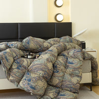 Thumbnail for Boho Paisley White Duck Down Cotton Comforter Hotel Grade Winter Warm for Bedding Set