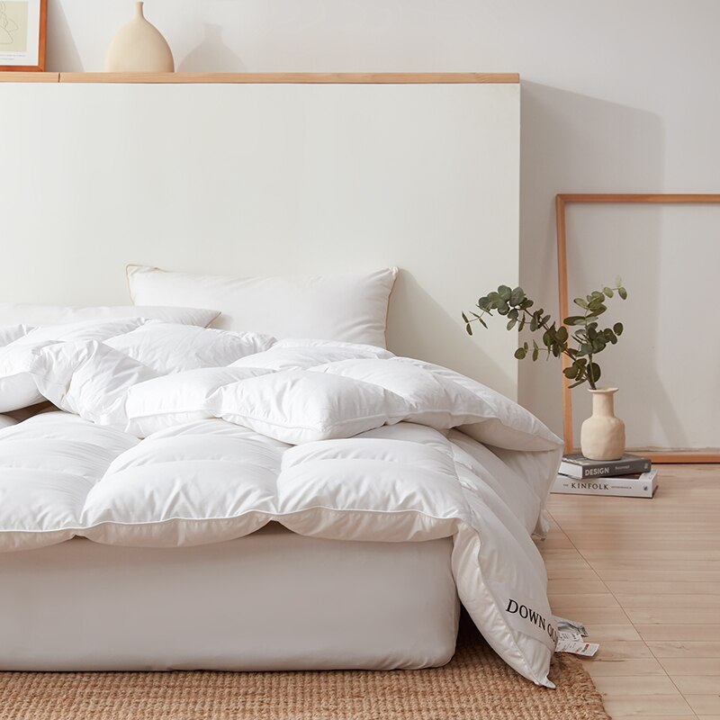 Pure White Pink Blue Goose Down Comforter Quilt Hotel Grade Winter Warm Bedding Set