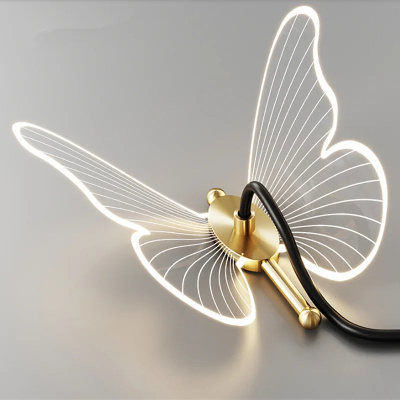 Luxury Gold Butterfly LED Lighting Wall Lamp Minimalist Bedroom