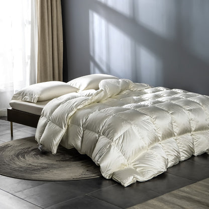 Luxury Pink Champagne Goose Down Comforter Brocade Jacquard Warm Queen King Quilted