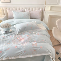 Thumbnail for Pink Green Beauty Butterfly Feather Embroidery Duvet Cover, Egyptian Cotton 1200TC Bedding Set