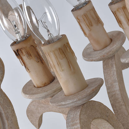 White Loft Nordic Chandelier Lighting Wooden Antique Hanging Lamp Dining Room Decor