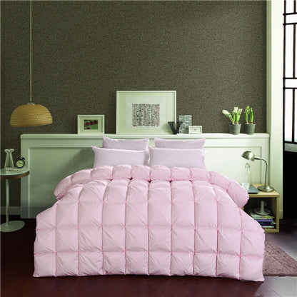Luxury Pink White Goose Down Comforter King Queen Size Reversible