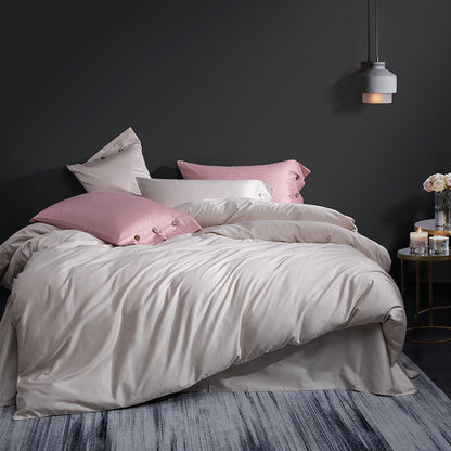 Luxury Blue Pink Natural Color Nordic Duvet Cover Set, Egyptian Cotton 600TC Bedding Set