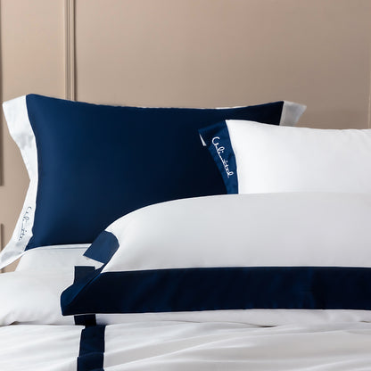Luxury Blue White European Hotel Grade Duvet Cover Set, 600TC Egyptian Cotton Bedding Set