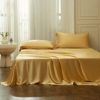 Thumbnail for Luxury Dark Blue Yellow Mulberry Silk European Duvet Cover Set, 100% Silk Bedding Set