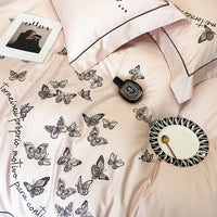 Thumbnail for Luxury Pink Butterfly Garden Embroidered Duvet Cover Set, 1000TC Egyptian Cotton Bedding Set