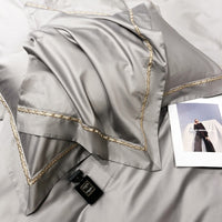 Thumbnail for Luxury Grey Gold Green American Style Duvet Cover Set, 1000TC Egyptian Cotton Bedding Set