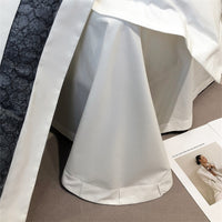 Thumbnail for Luxury White Grey Embroidery Winter Autumn Brushed Duvet Cover, 1000TC Egyptian Cotton Bedding Set