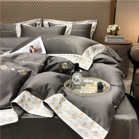 Thumbnail for Luxury Grey Gold Europe Embroidered Wedding Hotel Grade Duvet Cover Set, 1000TC Egyptian Cotton Bedding Set