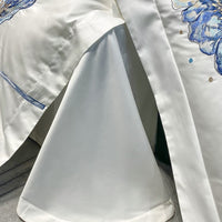 Thumbnail for Luxury White Blue Lotus Flower Embroidered Duvet Cover, 1000TC Egyptian Cotton Bedding Set