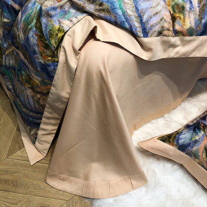 Luxury Tropical Summer Leaf Digital Printing Soft Cozy Duvet Cover Set, Egyptian Cotton 1000TC Bedding Set