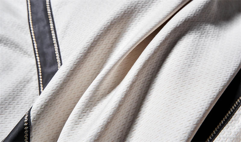 Luxury Black Long Striped 1600TC Pima Cotton Satin Jacquard Top Grade Silky Duvet Cover Bedding Set