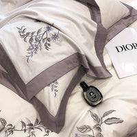 Thumbnail for Luxury American Purple Butterfly Embroidered Duvet Cover Set, 1000tc Egyptian Cotton Bedding Set
