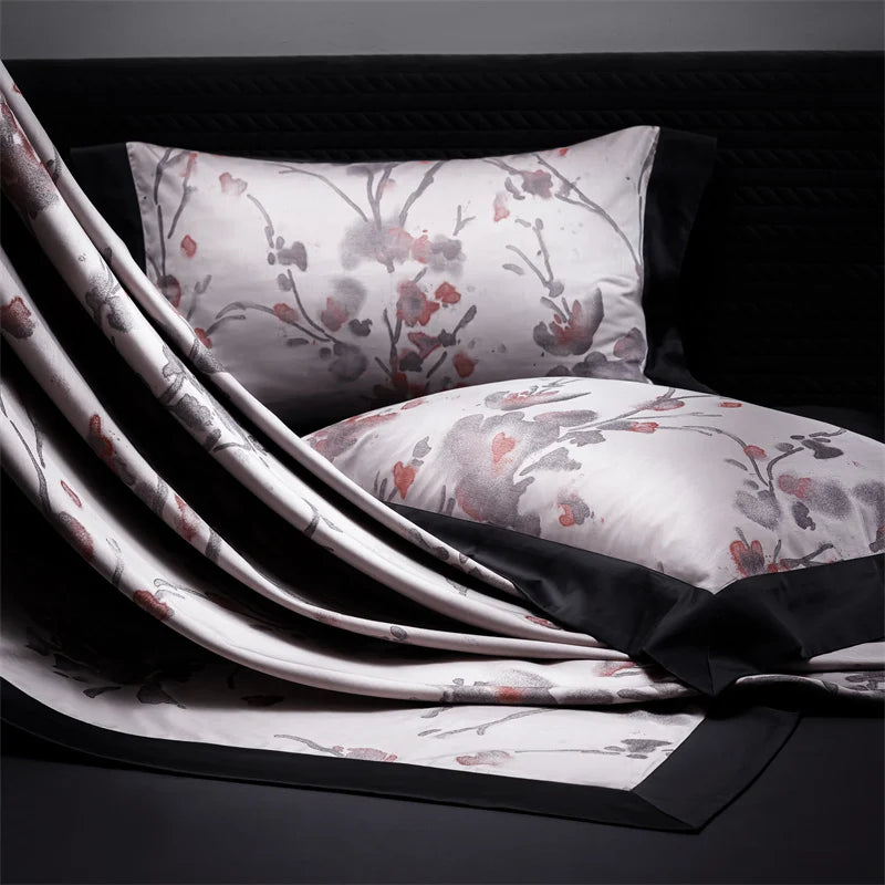 Luxury American Vintage Nature Print Silky Soft Duvet Cover Set, 1400TC Egyptian Cotton Bedding Set