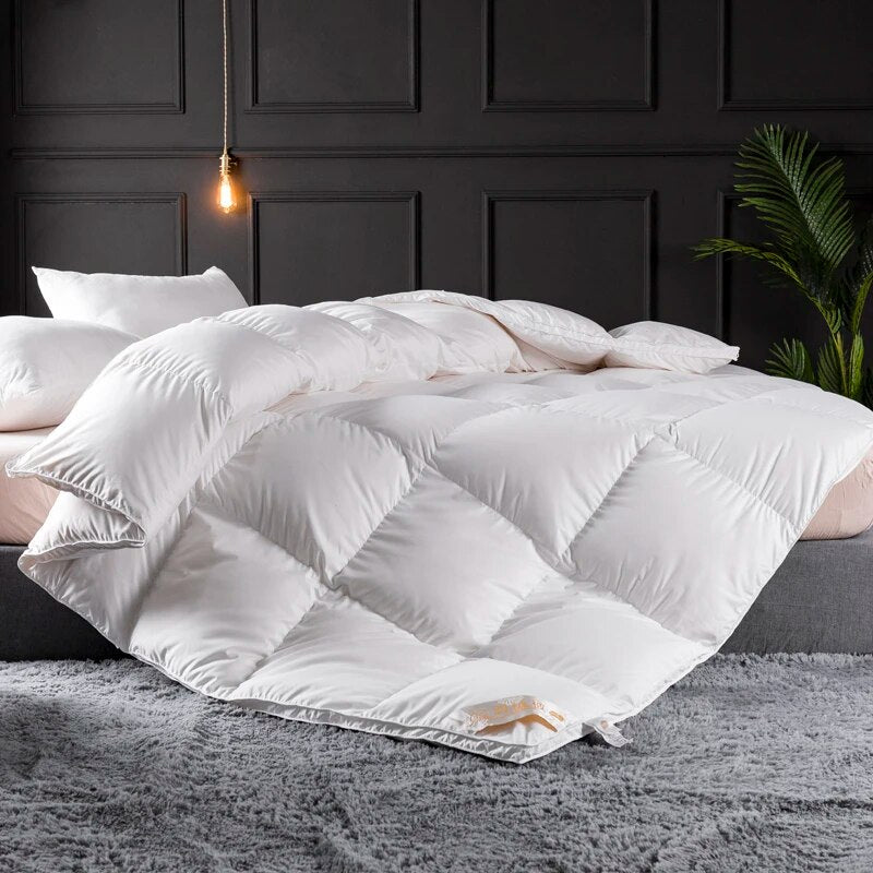 Pure White Blue Pink Luxury Premium Goose Down Comforter Warm Quilted Blanket for Bedding Set