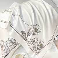 Thumbnail for Luxury Brown Grey Flower Europe Embroidered Duvet Cover Set, 600TC Egyptian Cotton Bedding Set
