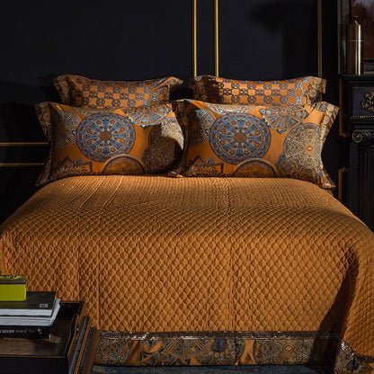 Luxury Golden European Wedding Duvet Cover Set, Embroidered Jacquard Egyptian Cotton New2020 Bedding Set