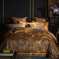 Thumbnail for Luxury Golden European Wedding Duvet Cover Set, Embroidered Jacquard Egyptian Cotton New2020 Bedding Set