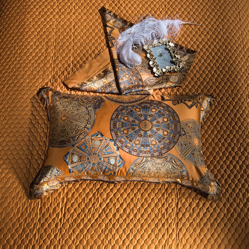 Luxury Golden European Wedding Duvet Cover Set, Embroidered Jacquard Egyptian Cotton New2020 Bedding Set