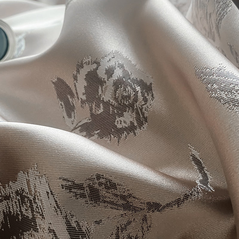 Luxury Brown Grey Rose Jacquard Patchwork Duvet Cover Set, Egyptian Cotton 1000TC Bedding Set