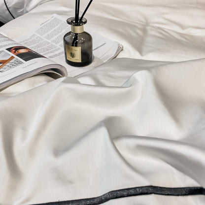 Luxury White Turquoise European Embroidered Hotel Grade Duvet Cover, Egyptian Cotton 600TC Bedding Set