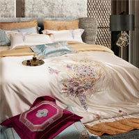 Thumbnail for Luxury Baroque Embroidery Patchwork Duvet Cover Set, Silky Satin Cotton 1000TC Bedding Set