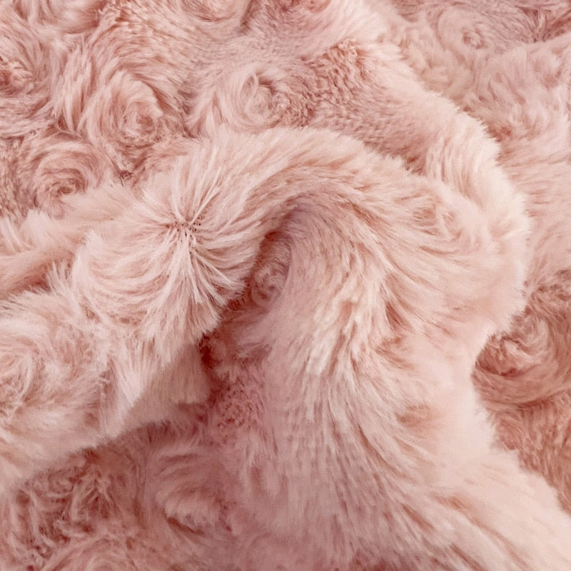 Pink Purple Rose Luxury Velvet Fleece Girls Duvet Cover Bedding Set