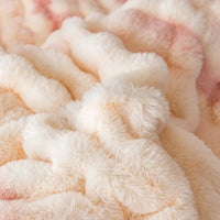 Thumbnail for Luxury Pink White Fur Embroidered Velvet Fleece Warm Winter Girls Child Duvet Cover Bedding Set