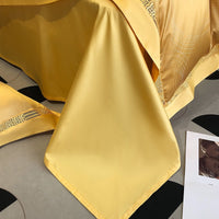 Thumbnail for Luxury Gold Grey Satin Patchwork Smooth Jacquard Duvet Cover Set, 1000TC Egyptian Cotton Bedding Set