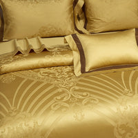 Thumbnail for Luxury Gold Red Silk Jacquard Baroque Europe Duvet Cover Set, 1200TC Egyptian Cotton Bedding Set